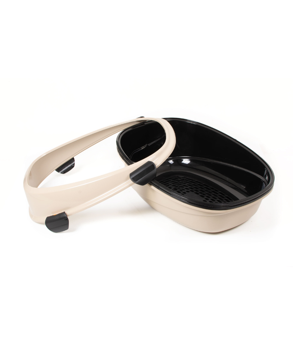 MP Bergamo – Pin Up Maxi Luxo Mocaccino Open Litter Box  – Beige & Black - 66×49×39 cm