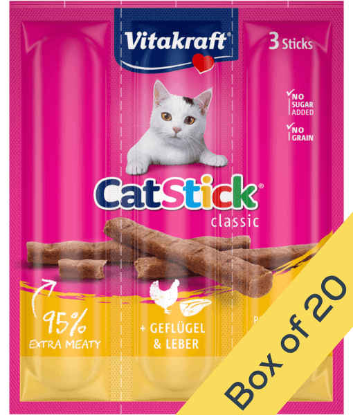 Vitakraft - CatStick, 3 Classic Soft Sticks With Chicken and Liver - 18g