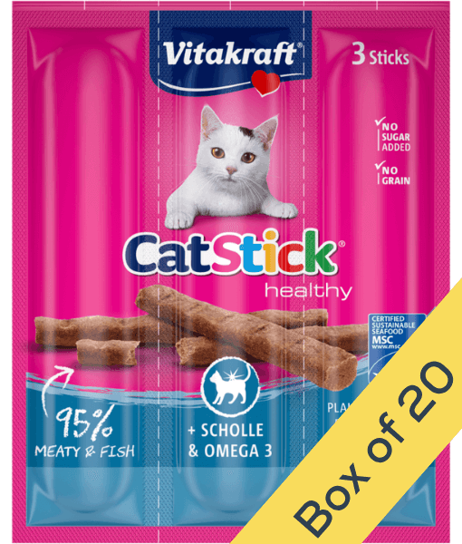 Vitakraft - CatStick, 3 Healthy Soft Sticks With Plaice (Fish) and Omega 3 For a Healthy Skin and Coat - 18g