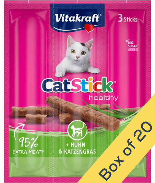 Vitakraft - CatStick, 3 Healthy Soft Sticks With Chicken and Cat Grass For a Healthy Digestion - 18g