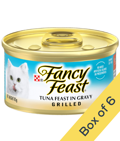 Purina - Fancy Feast, Adult and Kitten Wet Cat Food, With Grilled Tuna Chunks in Gravy - 5+1 Free Cans x 85g