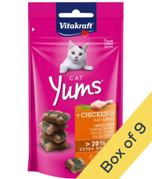 Vitakraft - Cat Yums, Soft Bites With Chicken and Cat Grass For Digestive Support - 40g