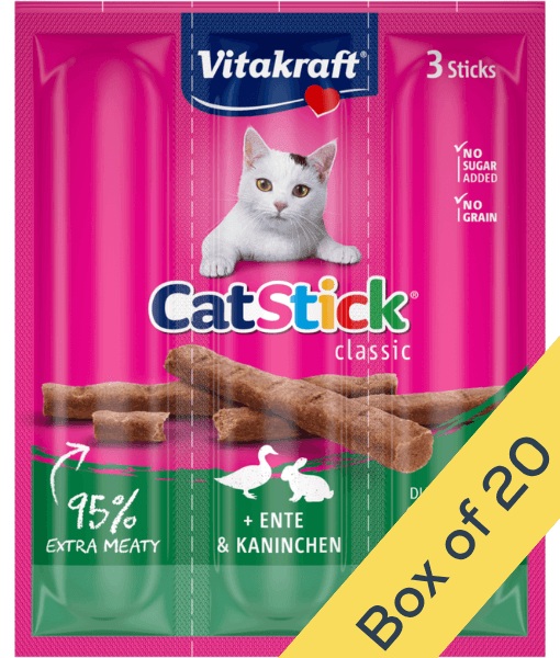 Vitakraft - CatStick, 3 Classic Soft Sticks With Rabbit and Duck - 18g