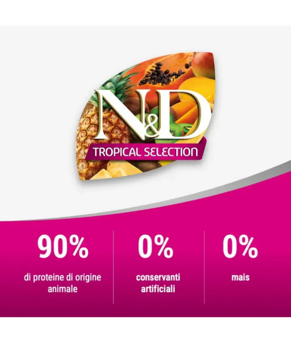Farmina - N&D Tropical Selection, Chicken and Tropical Fruits Adult Dry Dog Food For Medium & Maxi Breeds 10kg