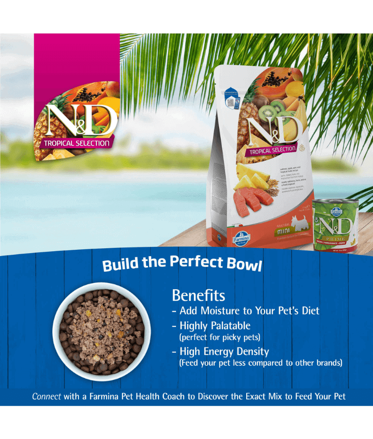 Farmina - N&D Tropical Selection, Chicken and Tropical Fruits Adult Dry Dog Food For Medium & Maxi Breeds 10kg