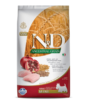 Farmina - N&D Ancestral Grain, Chicken and Pomegranate Adult Dry Dog Food For Mini and Small Breeds 2.5kg