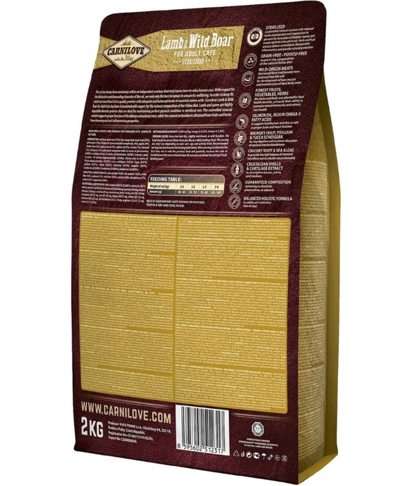 Carnilove - Lamb & Wild Boar for Steralized Cats 2kgs