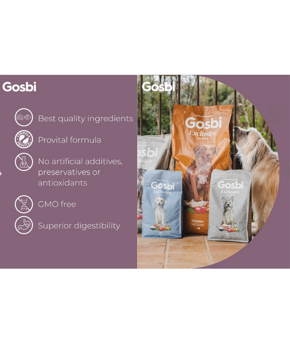 Gosbi - Exclusive, Hypoallergenic Diet Chicken Adult Dry Dog Food For Medium Breeds 3kg