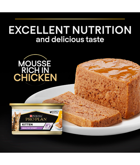 Purina - Pro Plan, Baby Kitten Wet Cat Food, Healthy Start Mousse, Rich in Chicken - 85g