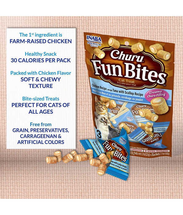 Inaba - Churu Fun Bites Chicken Recipe Wraps Tuna With Scallop Recipe 3 Packs 60g