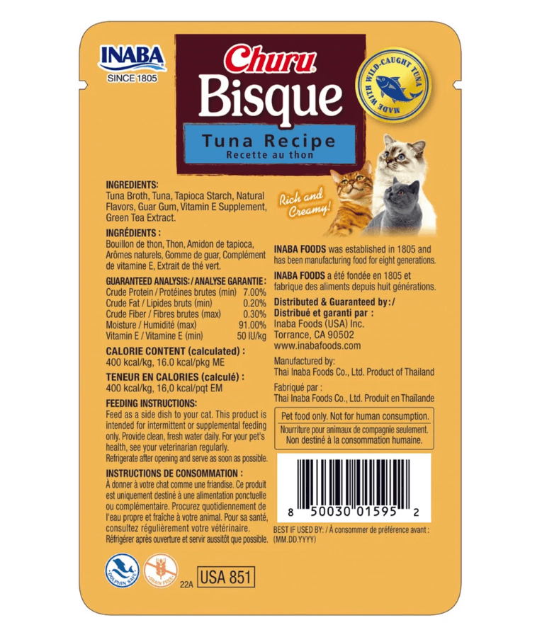 Inaba - Bisque - Tuna Recipe Cat Food Complement Food Topper 40g