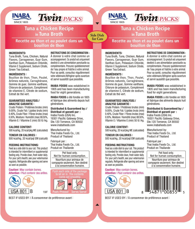 Inaba - Twin Packs - Tuna & Chicken Recipe in Tuna Broth 80g