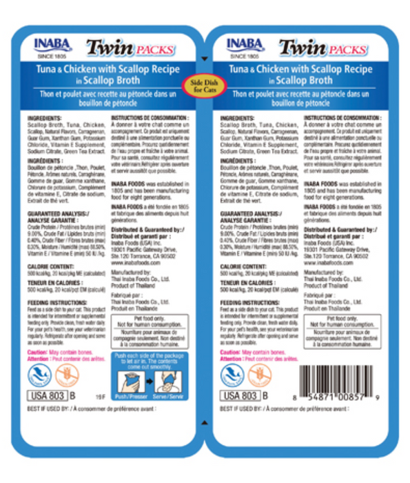 Inaba - Twin Pack - Tuna & Chicken with Scallop Recipe in Scallop Broth 80g