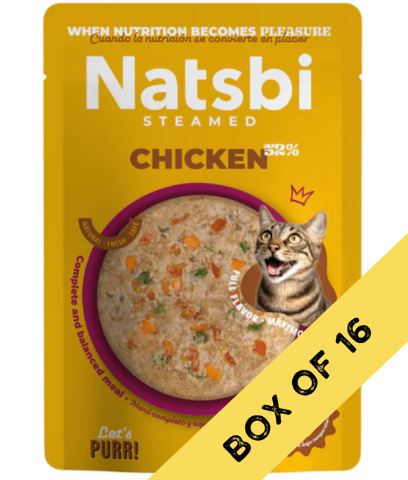 Gosbi - Natsbi Steamed, Chicken in Broth Fresh Cat Food – Grain-Free, Complete Meal for All Life Stages – 80g