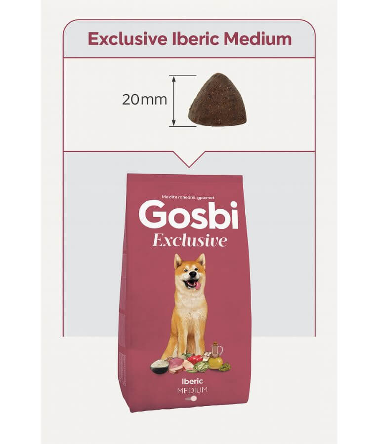 Gosbi - Exclusive, Iberic Pork, Adult Dry Dog Food For Medium Breeds - 3kg, 12kg