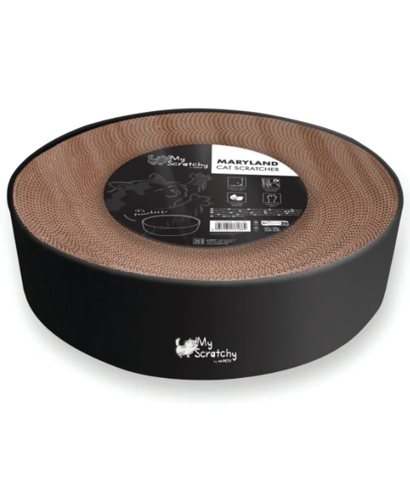 M-Pets - Maryland Scratch Board, Corrugated Cardboard, Round Shape, Black - Ø41 x 10cm