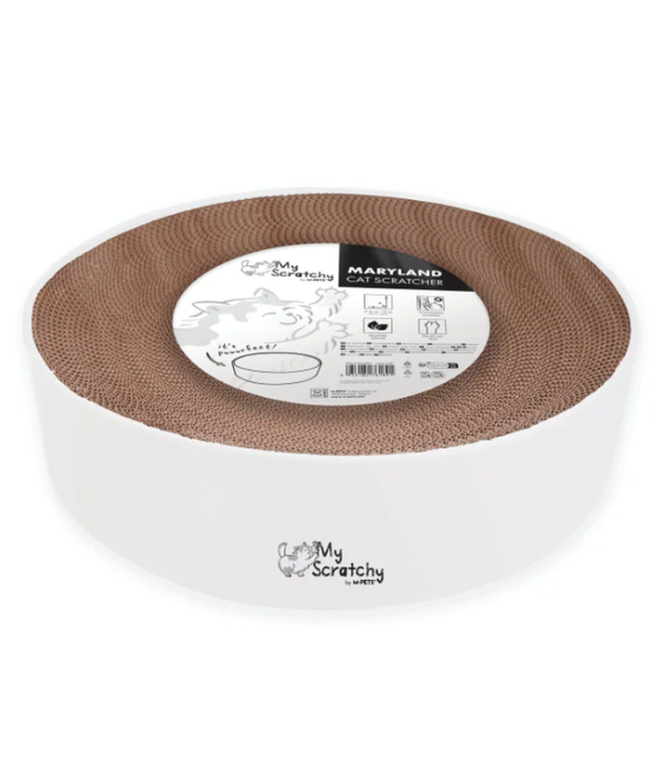 M-Pets - Maryland Scratch Board, Corrugated Cardboard, Round Shape, White - Ø41 x 10cm
