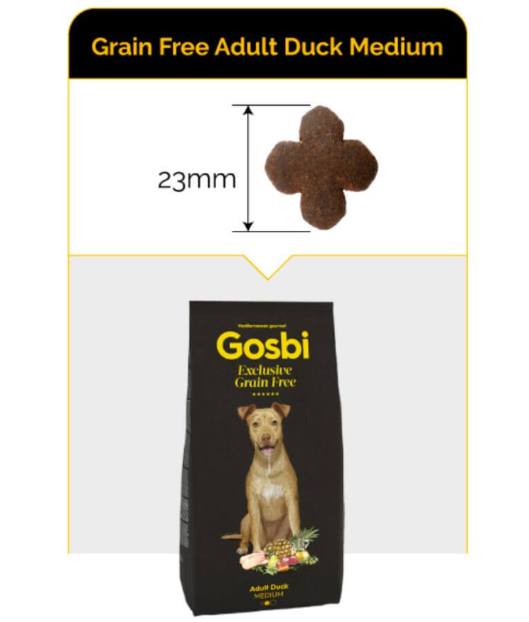 Gosbi - Exclusive Grain Free, Hypoallergenic Duck, Adult Dry Dog Food For Medium Breeds - 3kg, 12kg