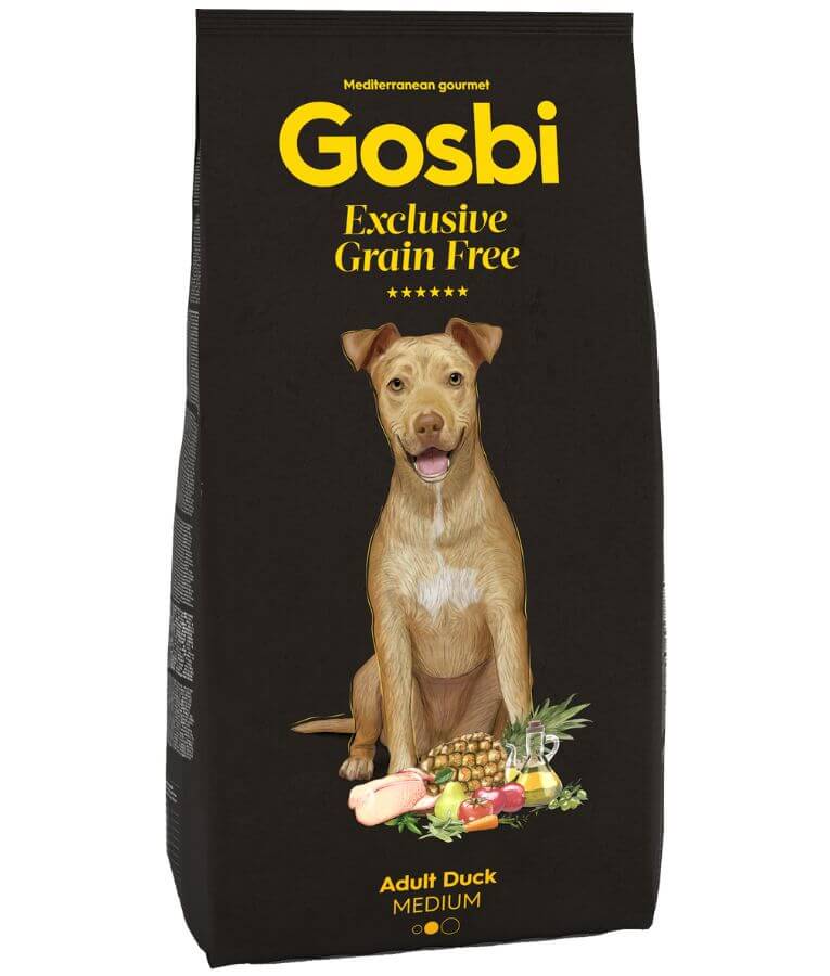 Gosbi - Exclusive Grain Free, Hypoallergenic Duck, Adult Dry Dog Food For Medium Breeds - 3kg, 12kg