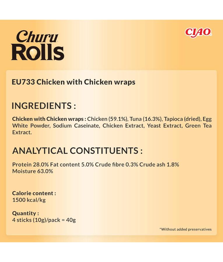 Inaba - Churu Rolls - Chicken 4 Sticks