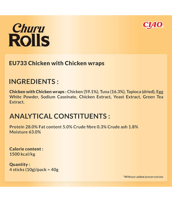 Inaba - Churu Rolls - Chicken 4 Sticks