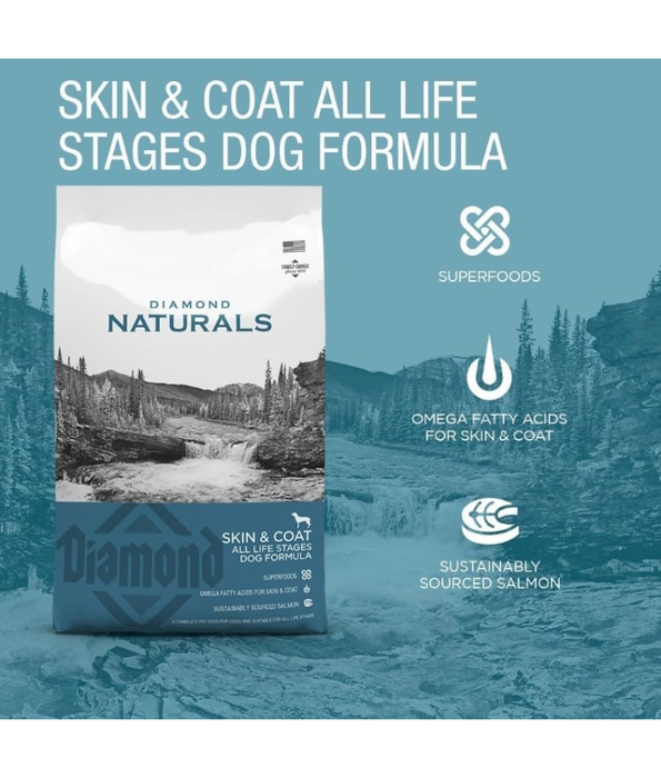 Diamond Naturals - Skin & Coat, For Medium and Large Breeds, All Life Stages Dry Dog Food,  With Salmon - 2Kg, 15Kg