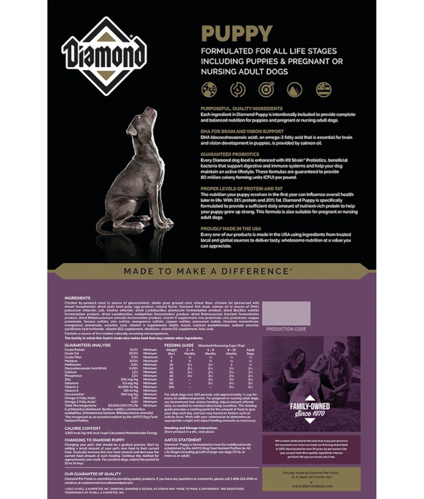 Diamond - Premium Puppy Dry Dog Food, With Chicken - 3.62kg, 18kg