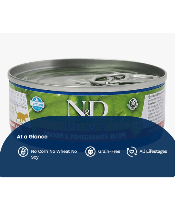 Farmina - N&D Prime, Chicken and Pomegranate Grain Free Adult Wet Cat Food In Broth 70g