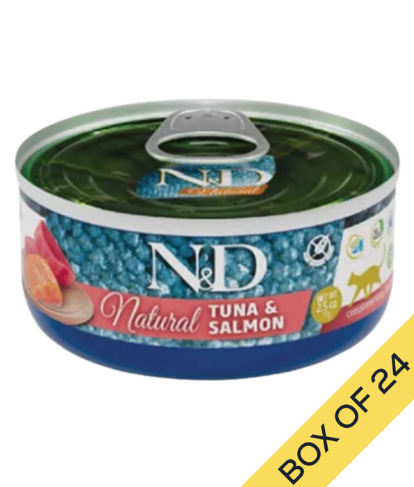 Farmina - N&D Natural, Tuna and Salmon Grain Free Adult Wet Cat Food Shredded in Broth 70g