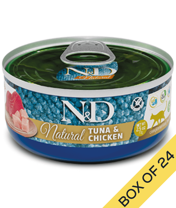 Farmina - N&D Natural, Tuna and Chicken Grain Free Adult Wet Cat Food In Broth 70g