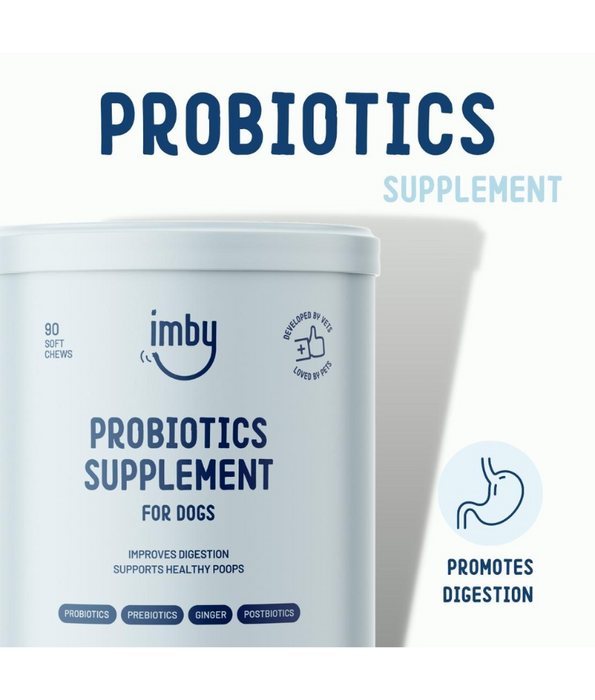 Imby – Probiotics Supplement, Improves Digestion, Reduces Gas & Supports Healthy Poops – 90 Soft Chews