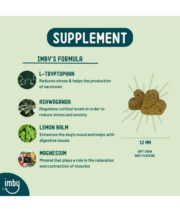 Imby – Calming Supplement, Reduces Stress & Anxiety, Improves Sleep – 90 Soft Chews