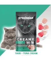 Prochoice - Creamy Sterilized Lickable Treats, High Protein, Chicken & Tuna - 4 Tubes x15g
