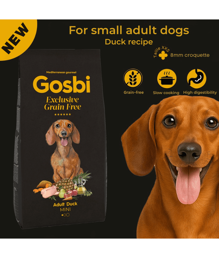 Gosbi - Exclusive Grain Free, Hypoallergenic Duck Adult Dry Dog Food For Small and Mini Breeds 3kg