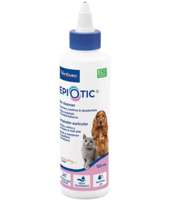 EpiOtic - Ear Cleaner, Antibacterial, pH Neutral, Cats & Dogs All Life Stages, Ear Hygiene & Wax Removal - 125 ml