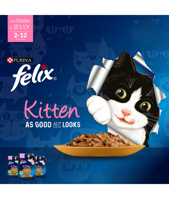 Purina - Felix As Good As It Looks Chicken In Jelly Kitten Wet Cat Food 85g