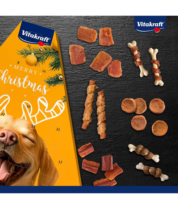 Vitakraft - Advent Calendar for Dogs 2025, Premium Christmas Dog Treat Calendar - 24 Daily Snacks