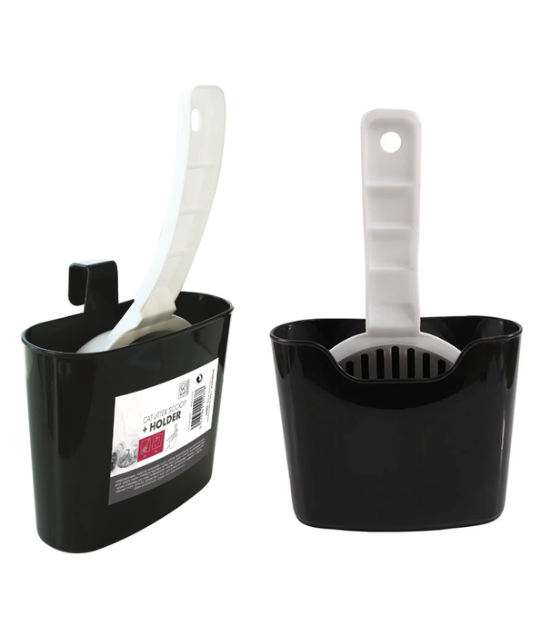 M-Pets Cat Litter Scoop & Holder Set – Black Storage Solution