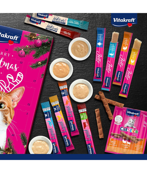Vitakraft - Advent Calendar for Cats 2025, Premium Christmas Cat Treat Calendar - 24 Daily Snacks