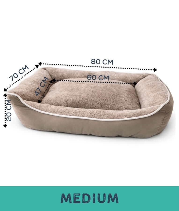 King Queen - Plush Orthopedic Rectangular Dog & Cat Bed – Washable, Soft Cushion - Small - Medium
