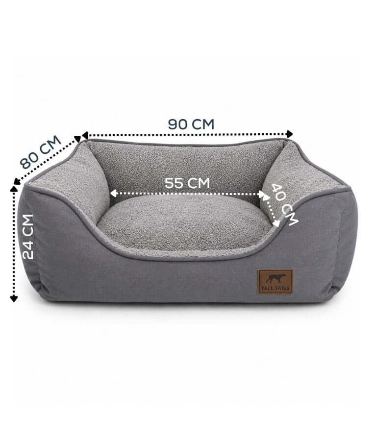 Tall Tails - Dream Chaser Bolster Dog Bed - Dark Grey - 90×80×24 cm