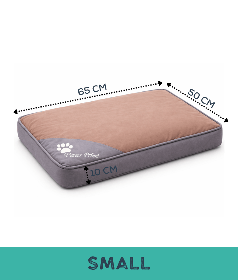 King Queen – Paw Prints Brown Pet Bed, Removable Cover – Dogs & Cats - Small - Medium