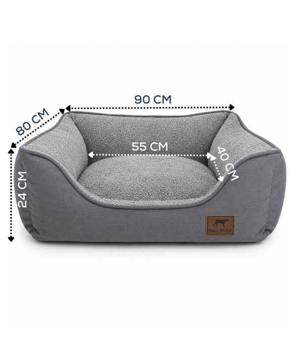 Tall Tails - Dream Chaser Bolster Dog Bed - Dark Grey - 90×80×24 cm