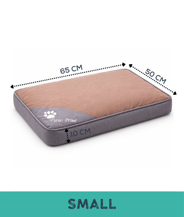 King Queen – Paw Prints Orthopedic Pet Bed, Removable Cover – Dogs & Cats – 65 × 50 × 10 cm - 90 × 66 × 10 cm