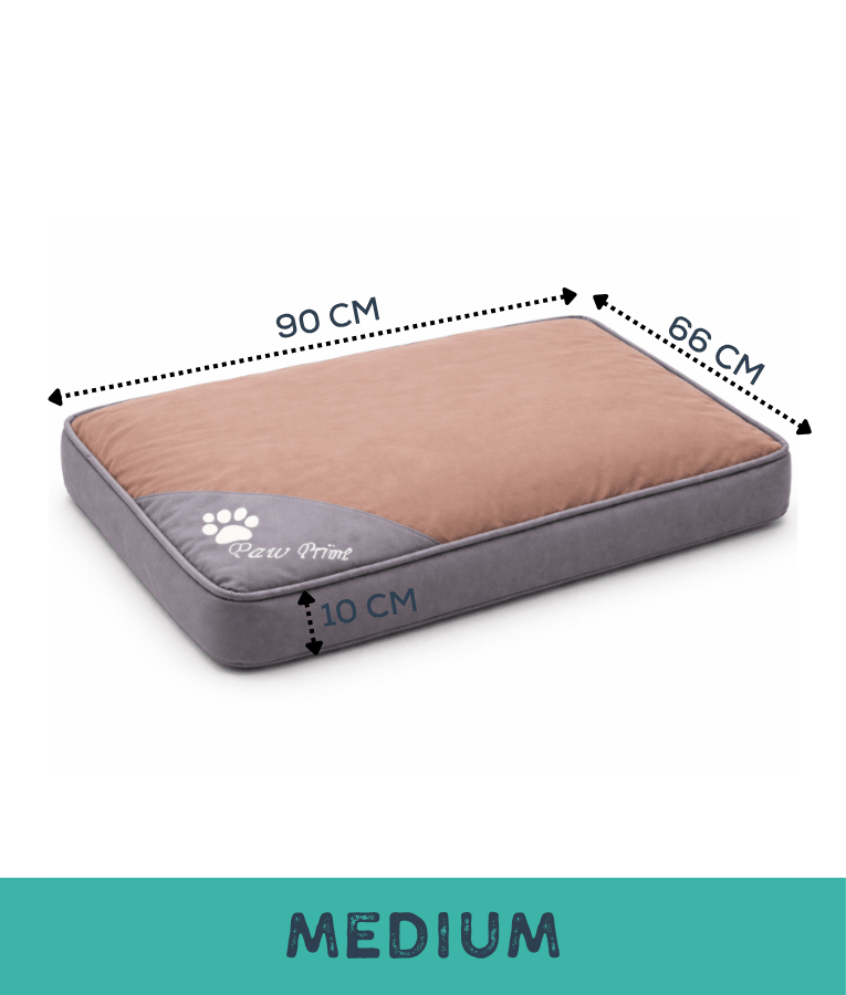 King Queen – Paw Prints Brown Pet Bed, Removable Cover – Dogs & Cats - Small - Medium