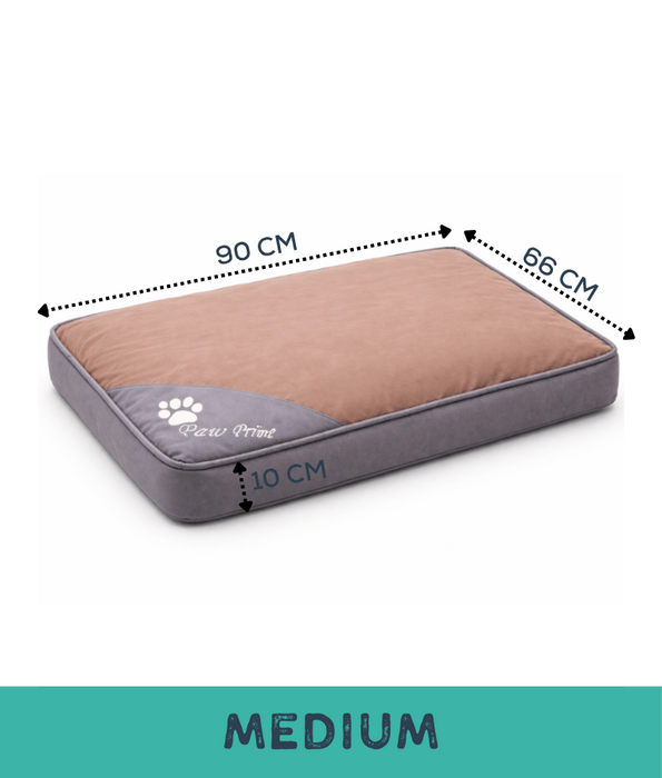 King Queen – Paw Prints Orthopedic Pet Bed, Removable Cover – Dogs & Cats – 65 × 50 × 10 cm - 90 × 66 × 10 cm