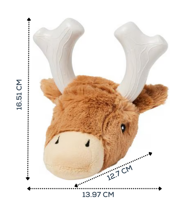Spunky Pup - Knuckleheads Deer 2-in-1 Plush & Nylon Chew Toy, Dental Play