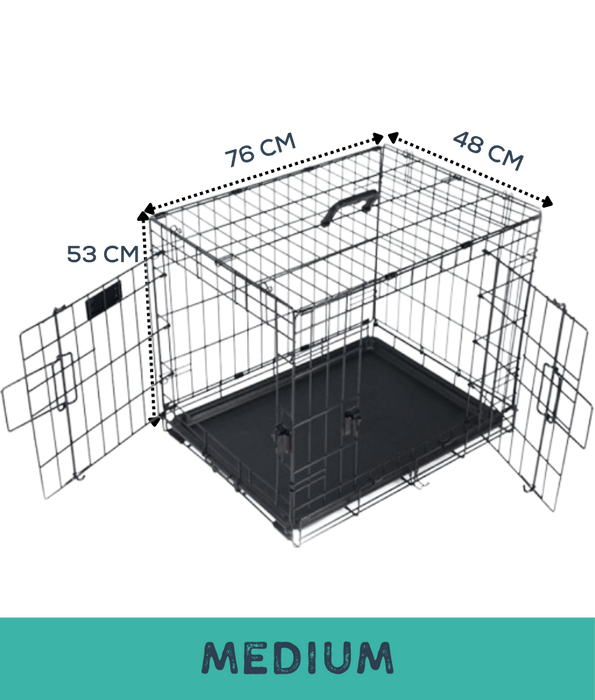 M-Pets - Cruiser Double Door Foldable Wire Dog Crate, Metal Training & Travel Crate - S, M, L, XL