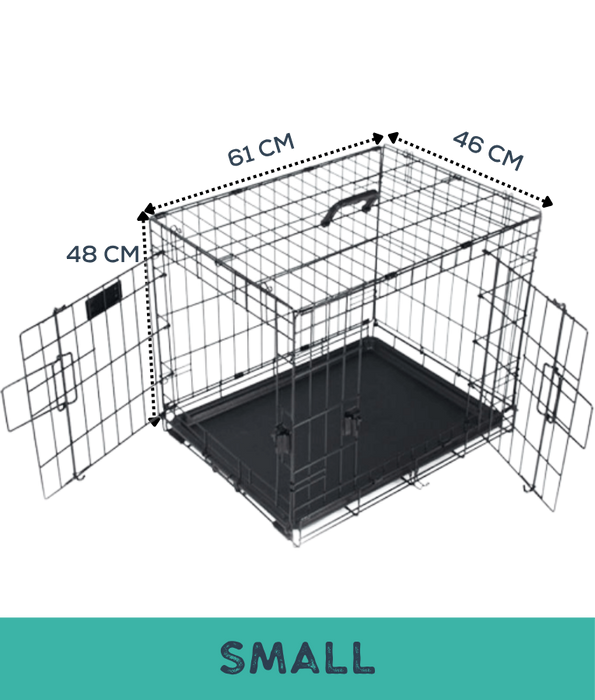 M-Pets - Cruiser Double Door Foldable Wire Dog Crate, Metal Training & Travel Crate - S, M, L, XL
