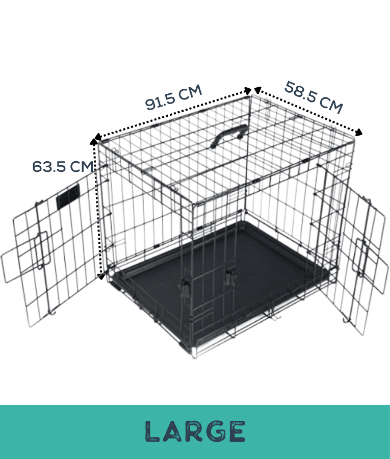 M-Pets - Cruiser Double Door Foldable Wire Dog Crate, Metal Training & Travel Crate - S, M, L, XL